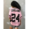 image:imageRoseSeek Girls Y2K Mesh Oversized Jersey Tops Number Star Graphic Tees Vintage V Neck T ShirtsPink