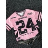 image:imageRoseSeek Girls Y2K Mesh Oversized Jersey Tops Number Star Graphic Tees Vintage V Neck T ShirtsPink