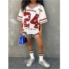 image:imageRoseSeek Girls Y2K Mesh Oversized Jersey Tops Number Star Graphic Tees Vintage V Neck T ShirtsRed
