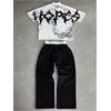 image:imageRoseSeek Mens 2 Piece Outfits Streetwear Graphic Tees and Sweatpants Set Going Out Hippop ClothesBlack and White
