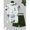 image:imageRoseSeek Mens 2 Piece Outfits Tropical Graphic Short Sleeve TShirt and Drawstring Waist Shorts SetsWhite and Green