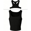 image:imageRoseSeek Mens 2 Piece Set Ribbed Knit Tank Top Fitted Cut Out Crop Tops Summer Undershirts Club WearBlack