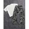 image:imageRoseSeek Mens 2 Piece Streetwear Outfits Letter Graphic Tees and Camo Print Pants Y2k OutfitsGrey