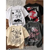 image:imageRoseSeek Mens 4 Pack Floral Graphic Tees Short Sleeve Casual Vintage T Shirt Summer Tops StreetwearGrey Beige White