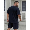 image:imageRoseSeek Mens Big and Tall 2 Piece Summer Outfits Textured Drop Shoulder T Shirt and Short Sets TracksuitDeep Blue
