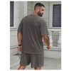 image:imageRoseSeek Mens Big and Tall 2 Piece Summer Outfits Textured Drop Shoulder T Shirt and Short Sets TracksuitDeep Grey