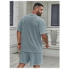 image:imageRoseSeek Mens Big and Tall 2 Piece Summer Outfits Textured Drop Shoulder T Shirt and Short Sets TracksuitLight Blue