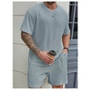 image:imageRoseSeek Mens Big and Tall 2 Piece Summer Outfits Textured Drop Shoulder T Shirt and Short Sets TracksuitLight Blue
