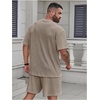 image:imageRoseSeek Mens Big and Tall 2 Piece Summer Outfits Textured Drop Shoulder T Shirt and Short Sets TracksuitLight Grey