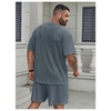 image:imageRoseSeek Mens Big and Tall 2 Piece Summer Outfits Textured Drop Shoulder T Shirt and Short Sets TracksuitMedium Blue