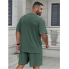 image:imageRoseSeek Mens Big and Tall 2 Piece Summer Outfits Textured Drop Shoulder T Shirt and Short Sets TracksuitMedium Green