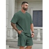image:imageRoseSeek Mens Big and Tall 2 Piece Summer Outfits Textured Drop Shoulder T Shirt and Short Sets TracksuitMedium Green