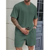 image:imageRoseSeek Mens Big and Tall 2 Piece Summer Outfits Textured Drop Shoulder T Shirt and Short Sets TracksuitMedium Green