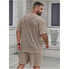 image:imageRoseSeek Mens Big and Tall 2 Piece Summer Outfits Textured Drop Shoulder T Shirt and Short Sets TracksuitMedium Grey