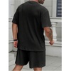 image:imageRoseSeek Mens Big and Tall 2 Piece Summer Outfits Textured Drop Shoulder T Shirt and Short Sets TracksuitPlus Black