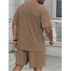 image:imageRoseSeek Mens Big and Tall 2 Piece Summer Outfits Textured Drop Shoulder T Shirt and Short Sets TracksuitPlus Khaki
