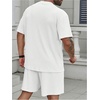 image:imageRoseSeek Mens Big and Tall 2 Piece Summer Outfits Textured Drop Shoulder T Shirt and Short Sets TracksuitPlus White