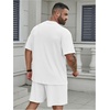 image:imageRoseSeek Mens Big and Tall 2 Piece Summer Outfits Textured Drop Shoulder T Shirt and Short Sets TracksuitWhite