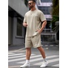 image:imageRoseSeek Mens Big and Tall Shorts Set Short Sleeve T Shirt and Track Shorts Clothing Set 2 Piece OutfitsLight Khaki