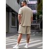 image:imageRoseSeek Mens Big and Tall Shorts Set Short Sleeve T Shirt and Track Shorts Clothing Set 2 Piece OutfitsLight Khaki