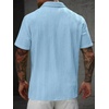 image:imageRoseSeek Mens Button Down Shirts Short Sleeve Textured Collared Casual Shirts Vacation Beach TopsBlue