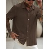image:imageRoseSeek Mens Button Down Shirts Short Sleeve Textured Collared Casual Shirts Vacation Beach TopsBrown