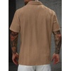 image:imageRoseSeek Mens Button Down Shirts Short Sleeve Textured Collared Casual Shirts Vacation Beach TopsKhaki