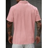 image:imageRoseSeek Mens Button Down Shirts Short Sleeve Textured Collared Casual Shirts Vacation Beach TopsPink