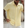 image:imageRoseSeek Mens Button Down Shirts Short Sleeve Textured Collared Casual Shirts Vacation Beach TopsYellow