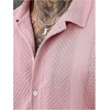 image:imageRoseSeek Mens Button Down Shirts Short Sleeve Textured Summer Beach Vacation Shirts Casual TopsPink