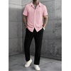 image:imageRoseSeek Mens Button Down Shirts Short Sleeve Textured Summer Beach Vacation Shirts Casual TopsPink