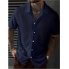 image:imageRoseSeek Mens Button Down Shirts Short Sleeve Textured Summer Beach Vacation Shirts Casual TopsRoyal Blue