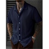 image:imageRoseSeek Mens Button Down Shirts Short Sleeve Textured Summer Beach Vacation Shirts Casual TopsRoyal Blue