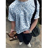 image:imageRoseSeek Mens Camo Baggy T Shirts Short Sleeve Crewneck Drop Shoulder Summer TopsWhite