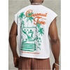 image:imageRoseSeek Mens Cap Sleeve Graphic Tees Crewneck Summer T Shirts Crop Tops StreetwearWhite and Green