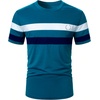 image:imageRoseSeek Mens Color Block Short Sleeve Tee Shirts Casual Crewneck T Shirt Trendy Summer TopsBlue and Black