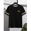 image:imageRoseSeek Mens Color Block Short Sleeve Tee Shirts Casual Crewneck T Shirt Trendy Summer TopsBrown and Black