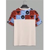 image:imageRoseSeek Mens Color Block Short Sleeve Tee Shirts Casual Crewneck T Shirt Trendy Summer TopsFloral Beige
