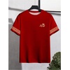 image:imageRoseSeek Mens Color Block Short Sleeve Tee Shirts Casual Crewneck T Shirt Trendy Summer TopsMulticolor Red