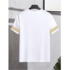 image:imageRoseSeek Mens Color Block Short Sleeve Tee Shirts Casual Crewneck T Shirt Trendy Summer TopsWhite and Yellow