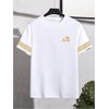 image:imageRoseSeek Mens Color Block Short Sleeve Tee Shirts Casual Crewneck T Shirt Trendy Summer TopsWhite and Yellow
