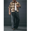 image:imageRoseSeek Mens Cropped Plaid Number Graphic Button Down Shirts Short Sleeve Retro Preppy Crop TopsMulticolor