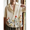 image:imageRoseSeek Mens Floral Button Down Shirts Short Sleeve Drop Shoulder Casual Hawaiian Summer Beach ShirtsApricot