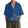 image:imageRoseSeek Mens Floral Button Down Shirts Short Sleeve Drop Shoulder Casual Hawaiian Summer Beach ShirtsBlue