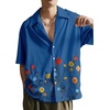 image:imageRoseSeek Mens Floral Button Down Shirts Short Sleeve Drop Shoulder Casual Hawaiian Summer Beach ShirtsBlue