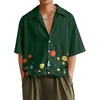 image:imageRoseSeek Mens Floral Button Down Shirts Short Sleeve Drop Shoulder Casual Hawaiian Summer Beach ShirtsGreen