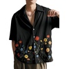 image:imageRoseSeek Mens Floral Button Down Shirts Short Sleeve Drop Shoulder Casual Hawaiian Summer Beach ShirtsSoft Black