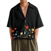 image:imageRoseSeek Mens Floral Button Down Shirts Short Sleeve Drop Shoulder Casual Hawaiian Summer Beach ShirtsSoft Black