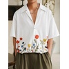 image:imageRoseSeek Mens Floral Button Down Shirts Short Sleeve Drop Shoulder Casual Hawaiian Summer Beach ShirtsWhite