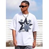 image:imageRoseSeek Mens Geometric Star Graphic Tees Short Sleeve Crew Neck T Shirts Loose Fit TShirtsWhite and Blue
